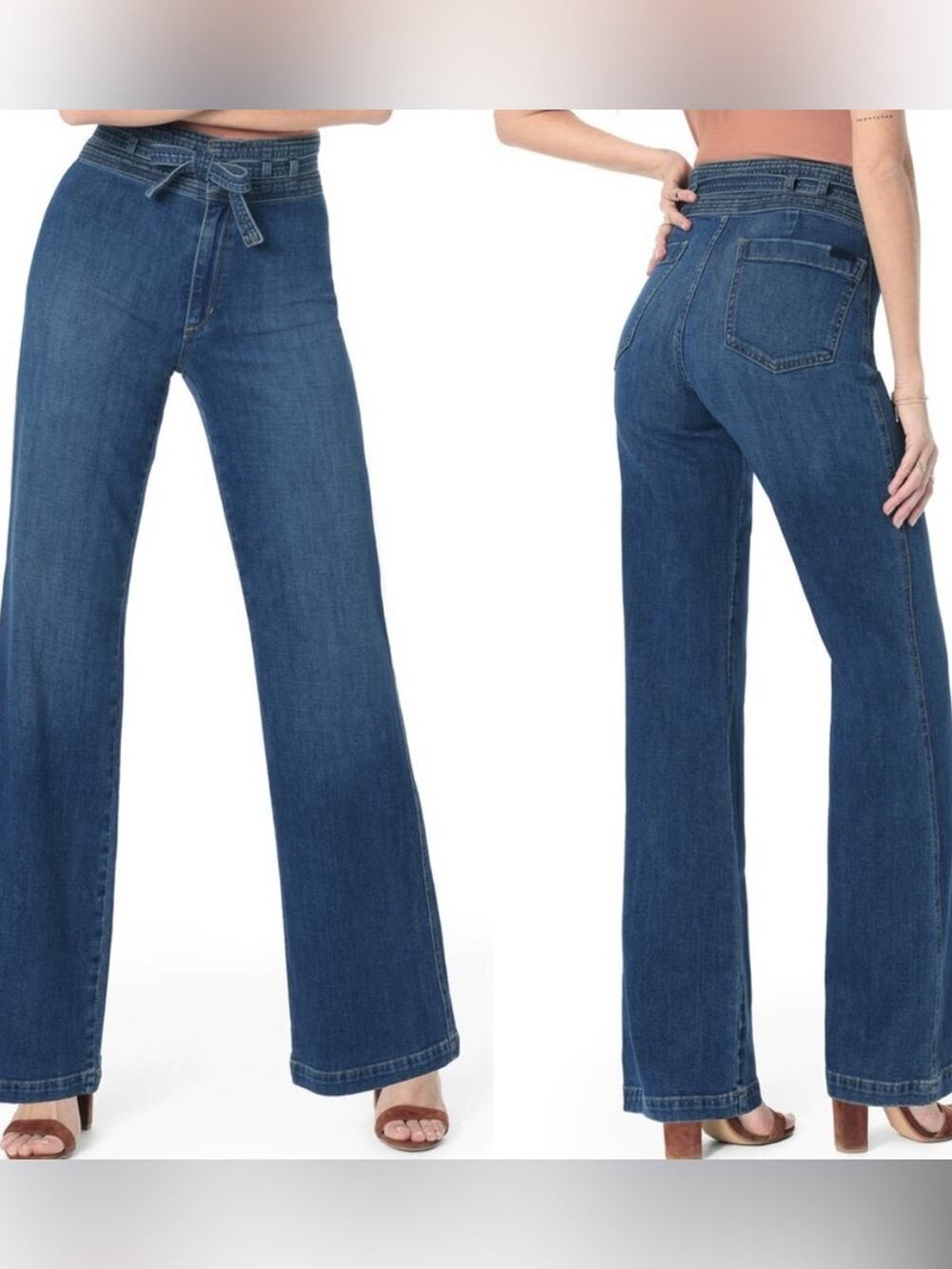 Joe’s Jeans High Waist Wide Leg Tie Front Jeans Penny Wash Size 27